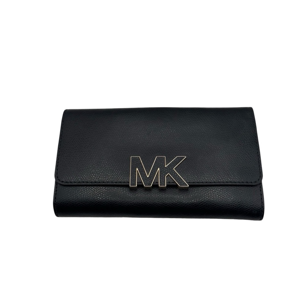 Michael Kors Black Wallet with Gold MK Emblem
